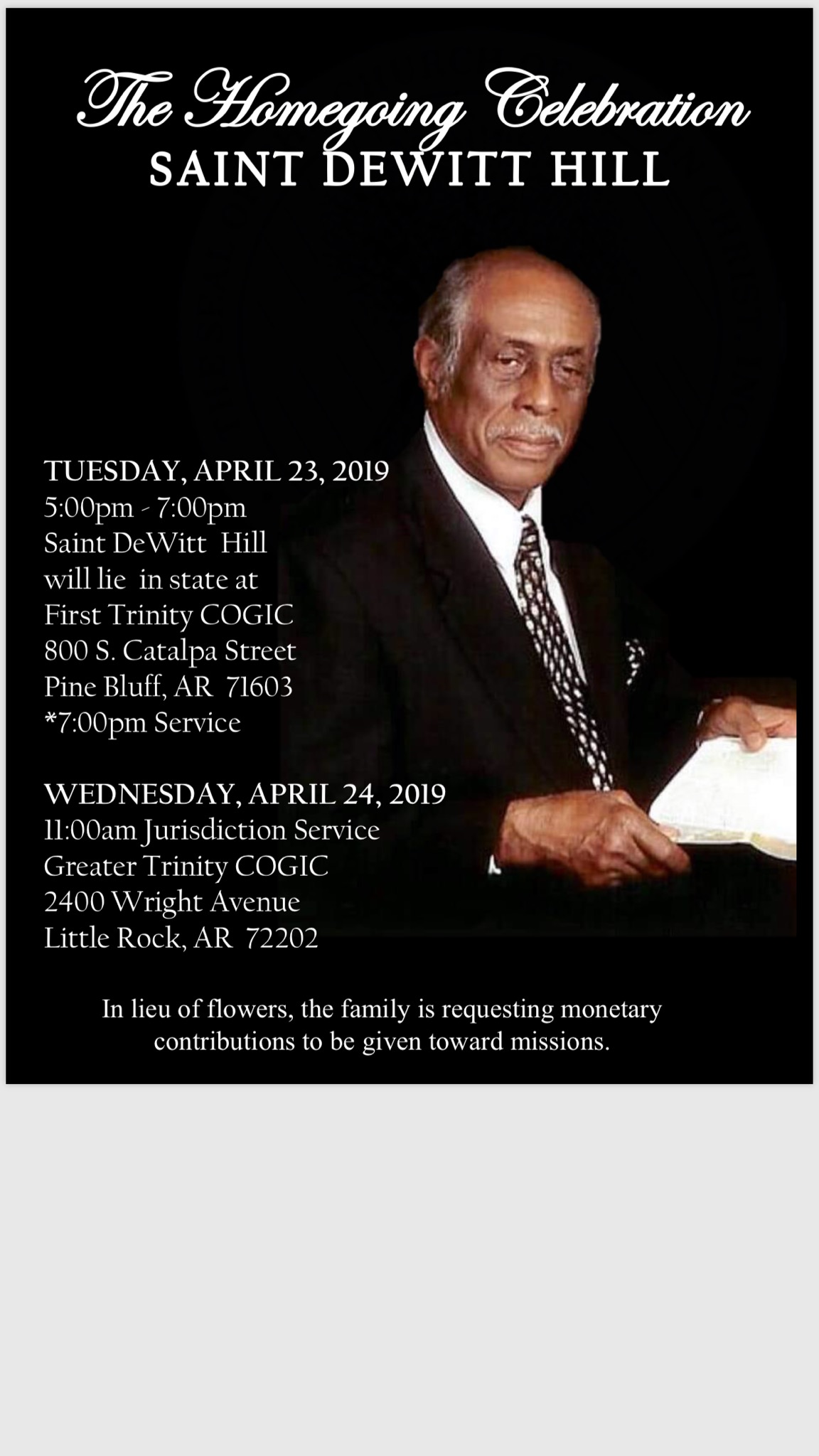The Homegoing Celebration of Saint Dewitt Hill